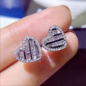 New Women’s 925 Silver Hearts Diamond Earrings